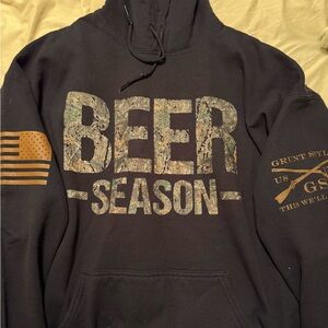 Grunt Style Black Hoodie with Camo Beer Season Design